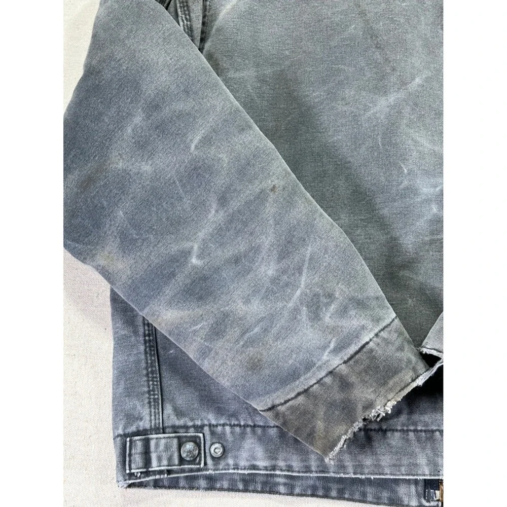 Vintage Carhartt J97 PTL Detroit Jacket Petrol Blue HONEY COMB Distressed Large